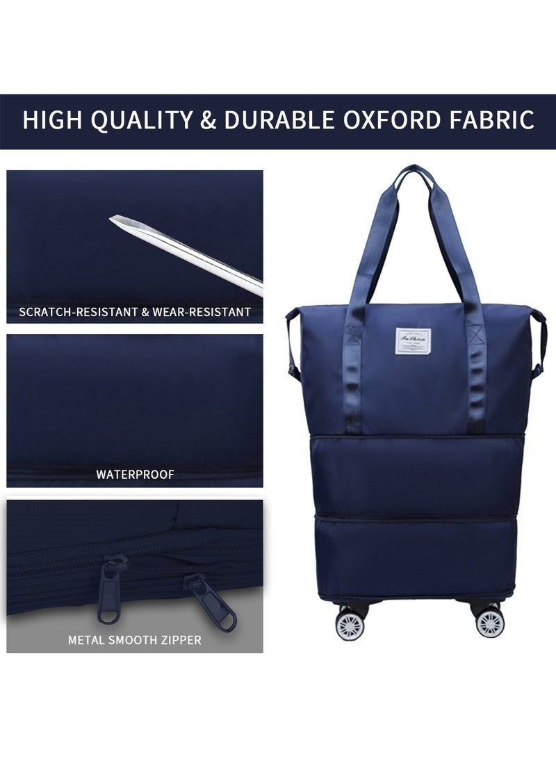 هونغ فو حقيبة سفر قابلة للطي بعجلات - حقيبة سفر قابلة للتوسيع من 18 إلى 40 لترًا، خفيفة الوزن ومقاومة للماء، مناسبة للرحلات القصيرة والرياضة والتسوق - Image 3